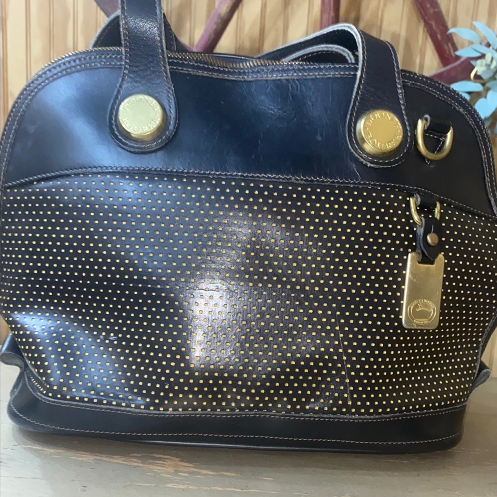 Dooney and Bourne Vintage Elegant Black and Gold Women's Handbag